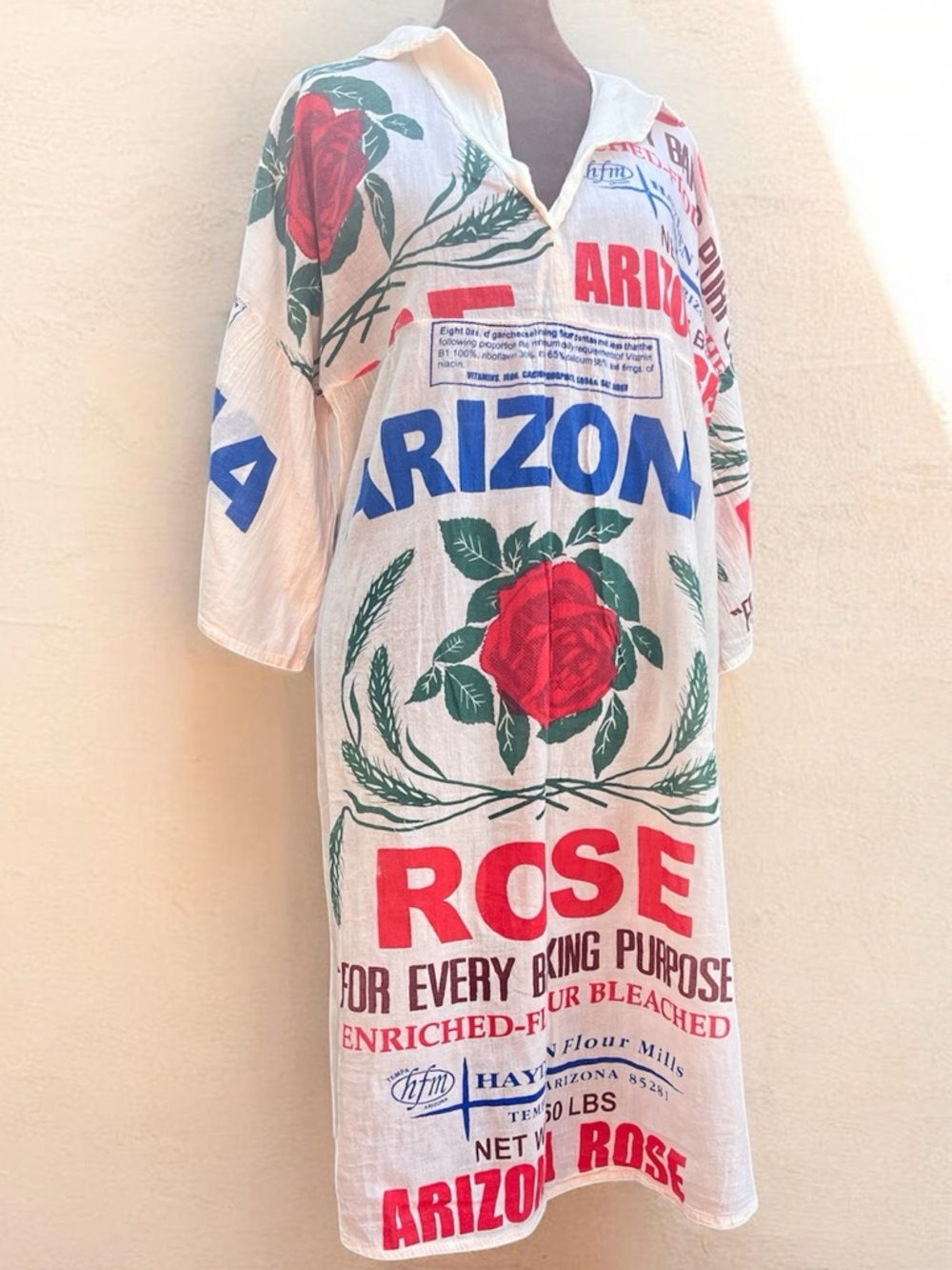 Vintage Sack Rose Print Cotton Dress NWOT